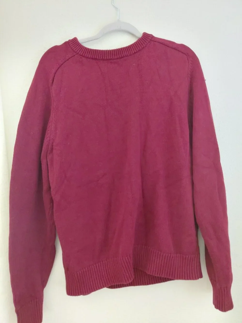 J Crew Heritage Cotton Crewneck Sweater Mens Burgundy XL Preppy Academia